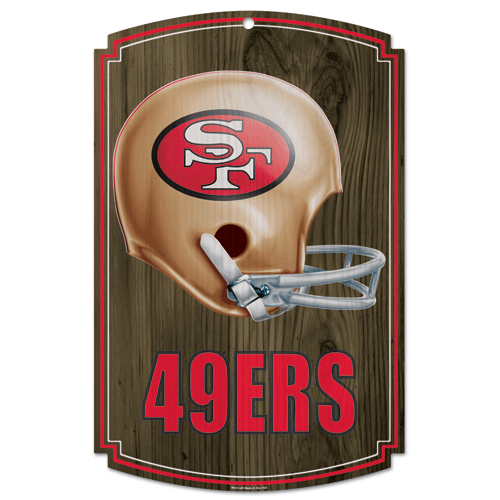 San Francisco 49ers Throwback Helmet 11'x17' Wood Sign